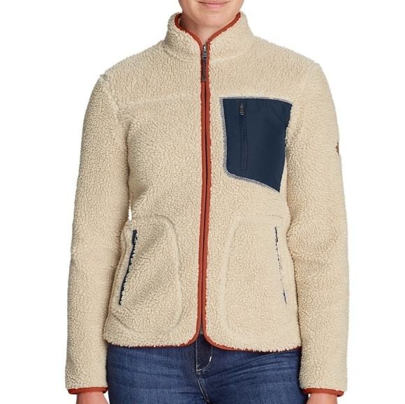 Eddie Bauer Jackets & Blazers - Eddie Bauer Cream Colored Rangefinder Full Zip Up Sherpa Jacket
